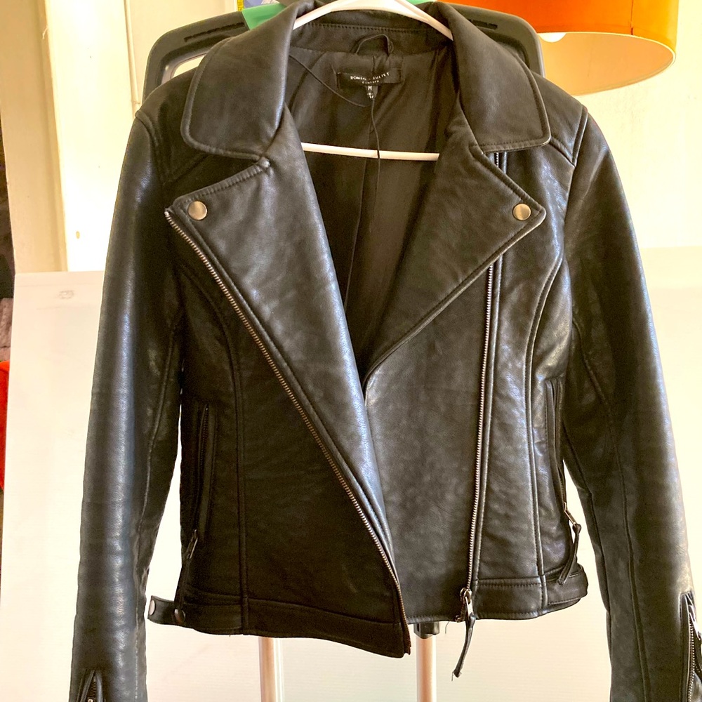 Faux leather moto jacket